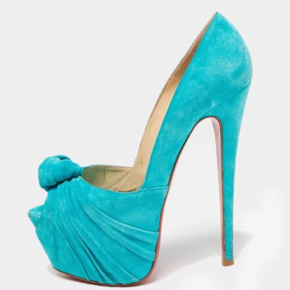 Authentic Brand New Christian Louboutin Turquoise 160 Veau Velours